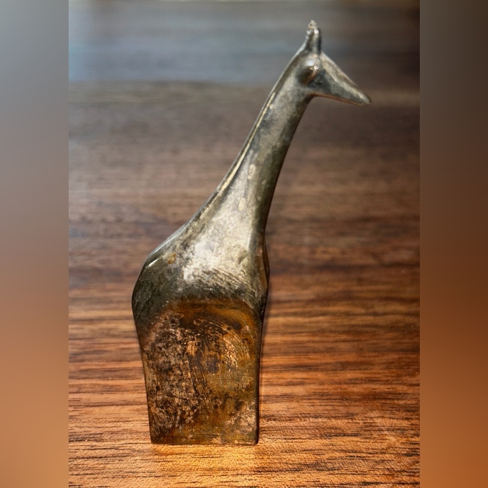 DANSK Silver Plate Giraffe Paperweight decor 4" 8 oz. Made in Japan